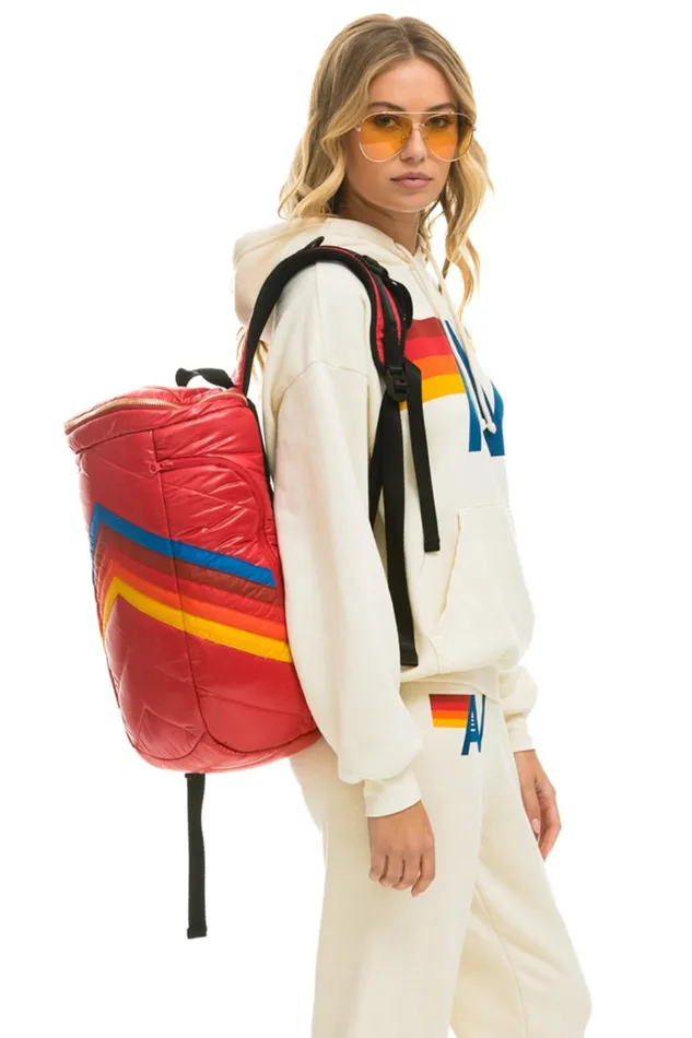 Women Backpacks Aviator Nation PEAK PUFFER BACKPACK 8211 CHERRY GLOSSY
