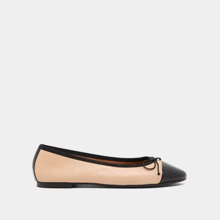 Women Ballerinas With Flat Heels And Bows Blackbeige JONAK Ballet Flats