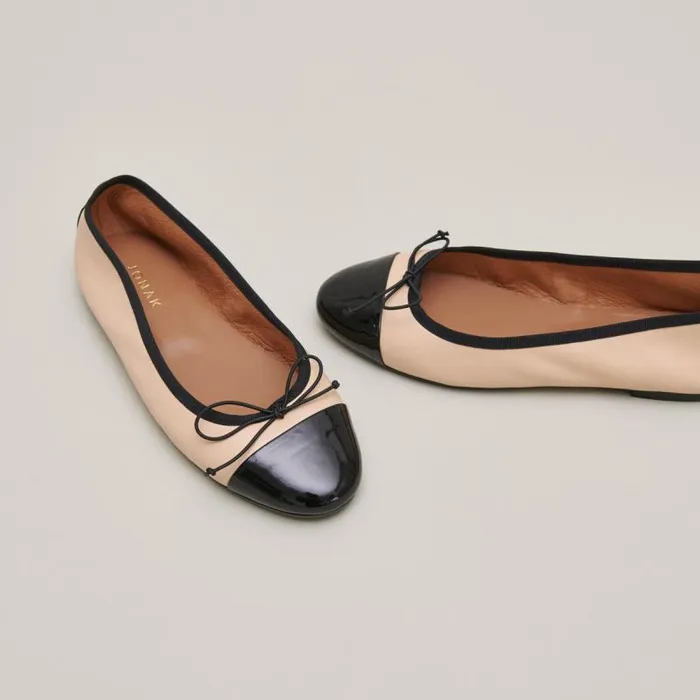 Women Ballerinas With Flat Heels And Bows Blackbeige JONAK Ballet Flats
