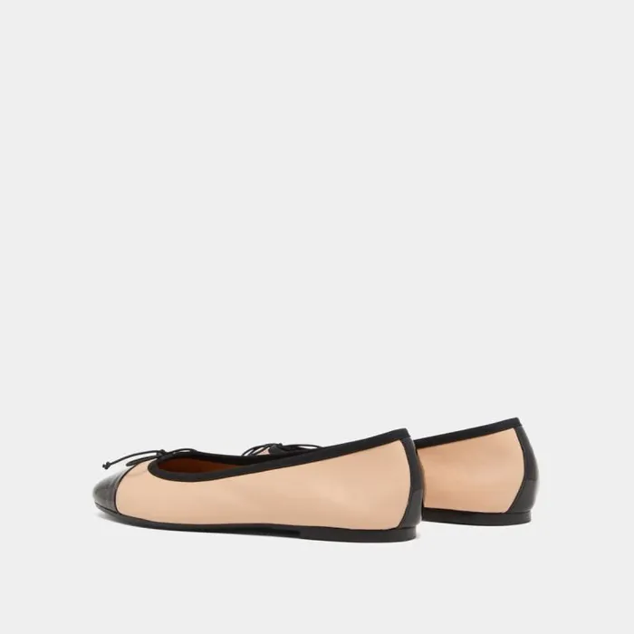 Women Ballerinas With Flat Heels And Bows Blackbeige JONAK Ballet Flats