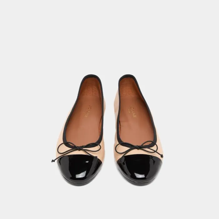 Women Ballerinas With Flat Heels And Bows Blackbeige JONAK Ballet Flats