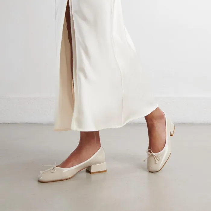 Women Ballet Flats With Low Heels Ecru JONAK Ballet Flats