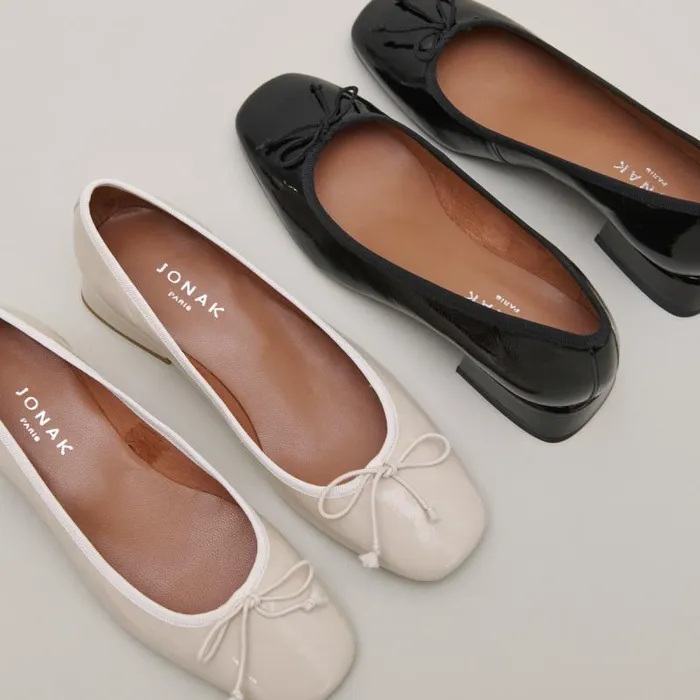 Women Ballet Flats With Low Heels Ecru JONAK Ballet Flats