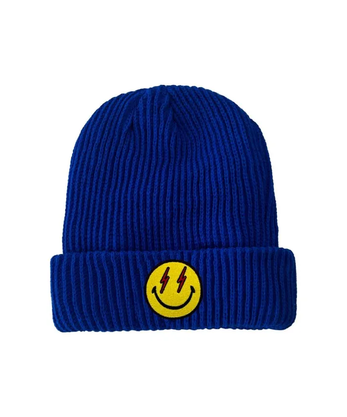 Women Beanies Aviator Nation BOLT SMILEY RIB BEANIE
