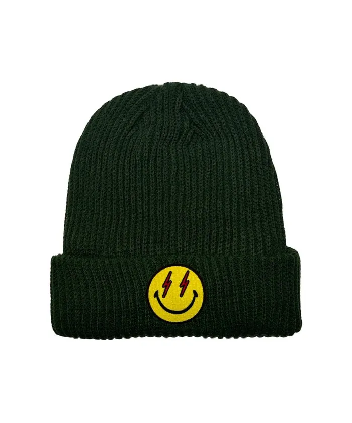 Women Beanies Aviator Nation BOLT SMILEY RIB BEANIE