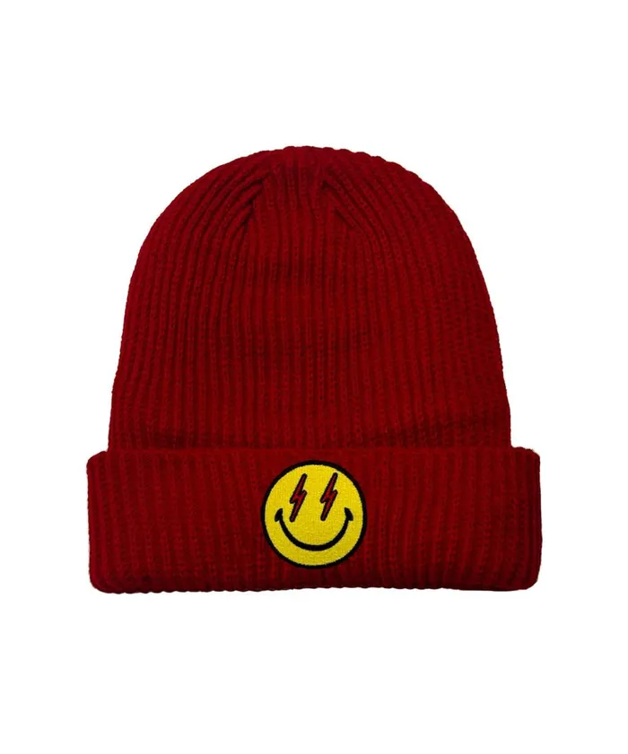 Women Beanies Aviator Nation BOLT SMILEY RIB BEANIE