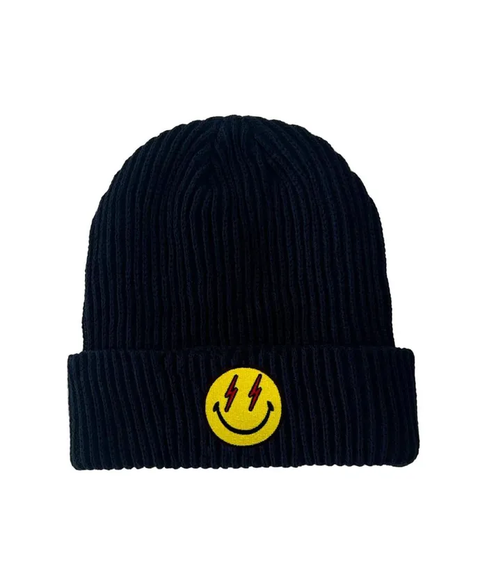 Women Beanies Aviator Nation BOLT SMILEY RIB BEANIE