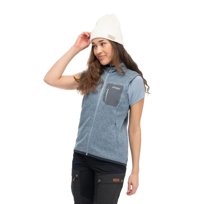 Women Bergans Of Norway Fleece Kamphaug Knitted Vest Husky Blue