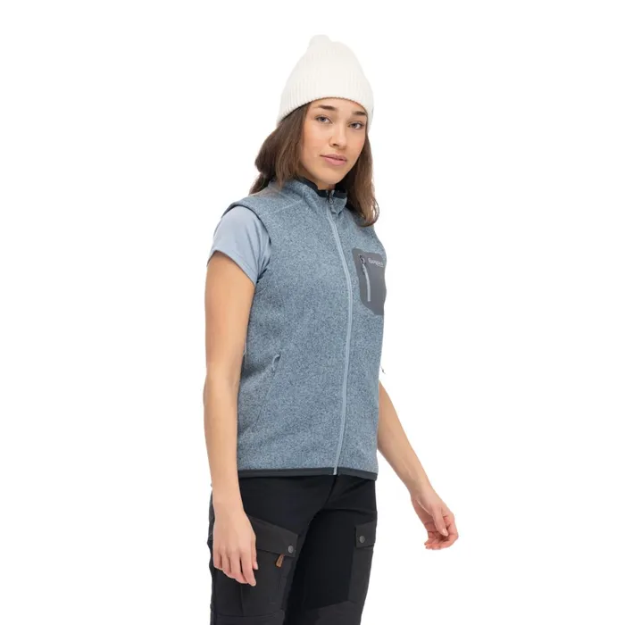 Women Bergans Of Norway Fleece Kamphaug Knitted Vest Husky Blue
