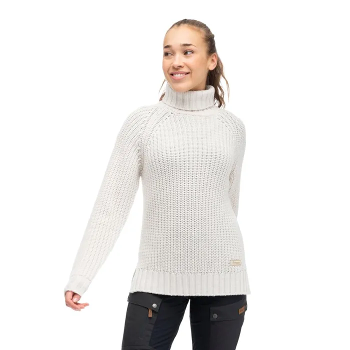 Women Bergans Of Norway Jumpers And Long Sleeves Nordmarka Merino High Neck Jumper Vanilla White