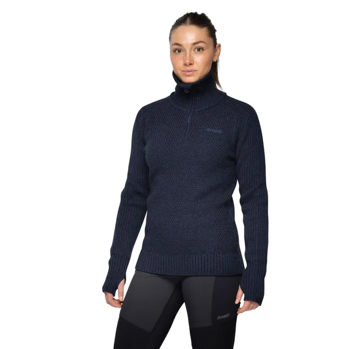 Women Bergans Of Norway Jumpers And Long Sleeves Ulriken Jumper Navy Blue