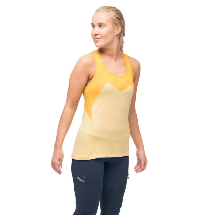 Women Bergans Of Norway Singlets Tind Wool Top Buttercup Yellow Marigold Yellow