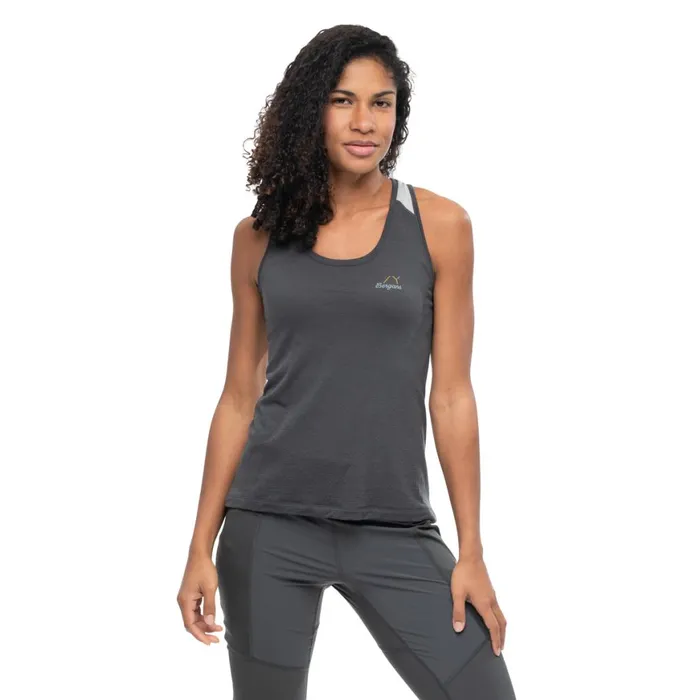 Women Bergans Of Norway Singlets Y Lightline Merino Top Dark Shadow Grey Pearl Grey