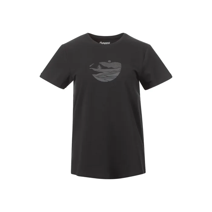 Women Bergans Of Norway TShirts Nordmarka Organic Cotton Print Tee Dark Shadow Grey Dark Shadow Grey Sunset