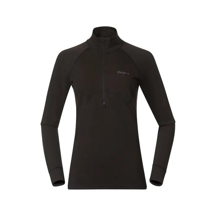 Women Bergans Of Norway Wool Longsleeved Shirts InnerPure Merino Half Zip Black