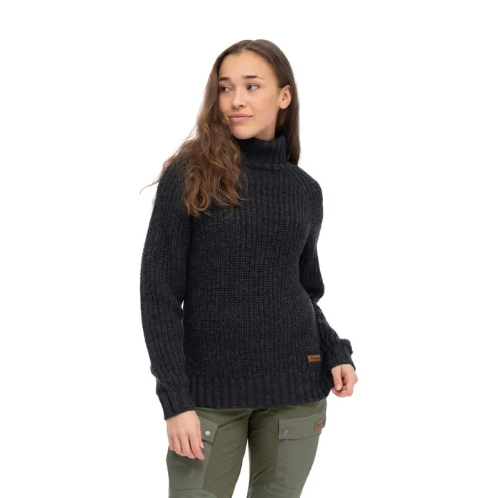 Women Bergans Of Norway Wool Nordmarka Merino High Neck Jumper Dark Shadow Grey