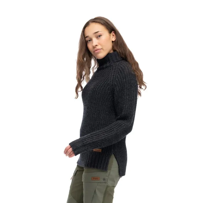Women Bergans Of Norway Wool Nordmarka Merino High Neck Jumper Dark Shadow Grey