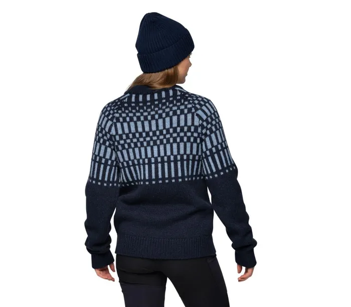 Women Bergans Of Norway Wool Nordmarka Merino Jumper Navy Blue Husky Blue