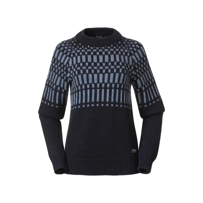 Women Bergans Of Norway Wool Nordmarka Merino Jumper Navy Blue Husky Blue