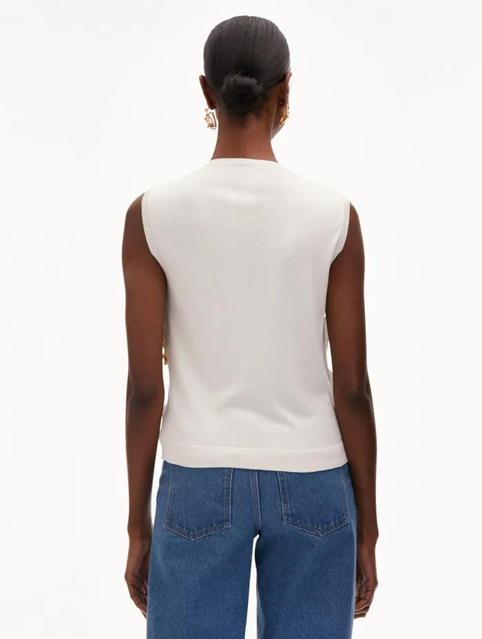 Women Blouses and Knits Oscar De La Renta Orchid Threadwork Inset Tank White Multi Women Blouses and Knits Oscar De La Renta Orchid Threadwork Inset Tank White Multi