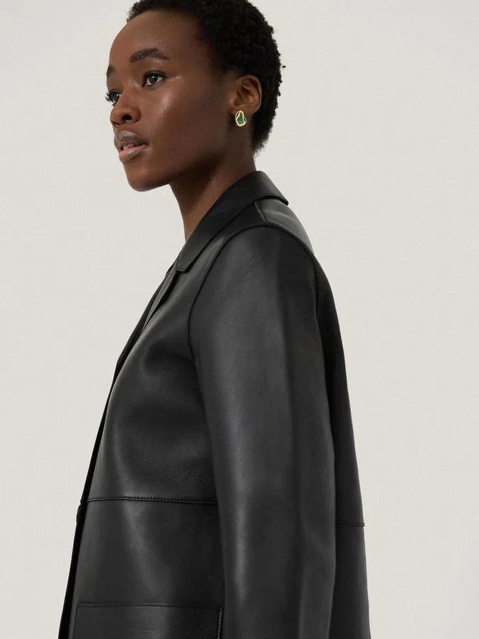 Women Bonded Leather Jacket Black Jigsaw Coords