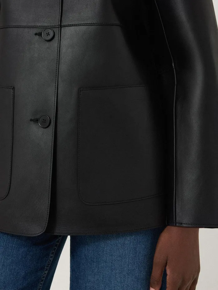 Women Bonded Leather Jacket Black Jigsaw Coords
