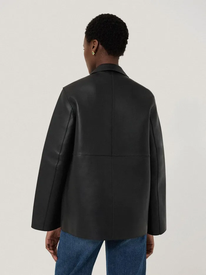 Women Bonded Leather Jacket Black Jigsaw Coords
