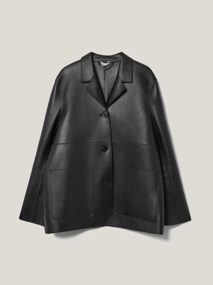 Women Bonded Leather Jacket Black Jigsaw Coords