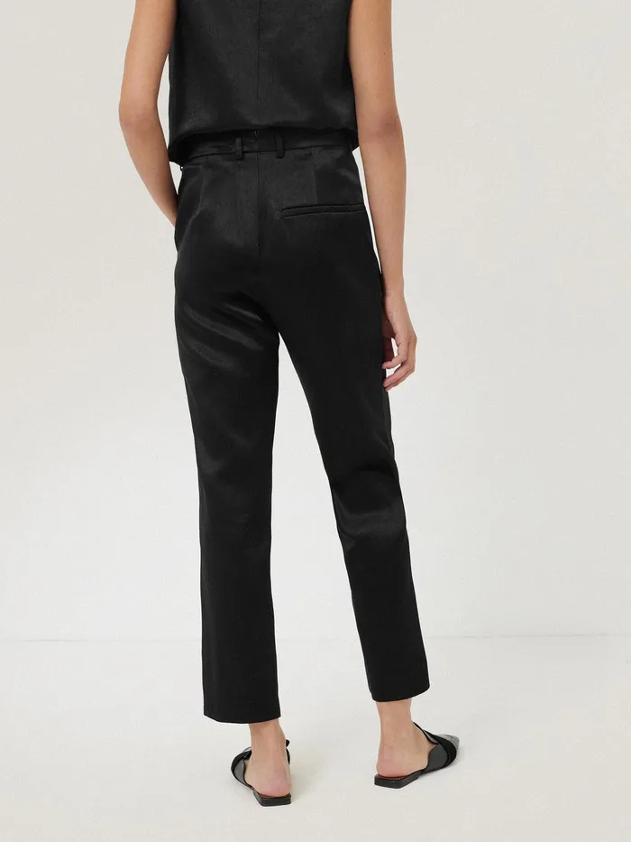 Women Bonded Satin Trouser Black Jigsaw Coords