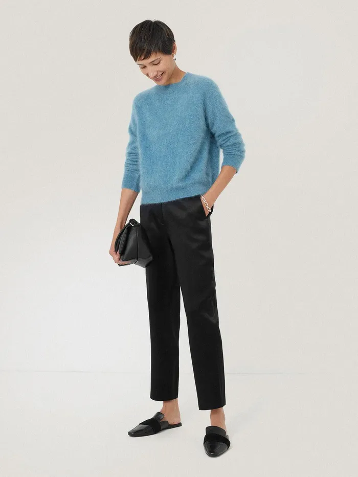 Women Bonded Satin Trouser Black Jigsaw Coords