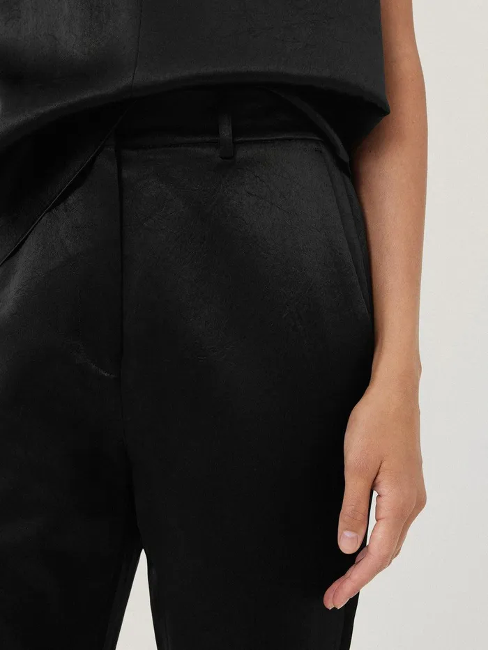 Women Bonded Satin Trouser Black Jigsaw Trousers