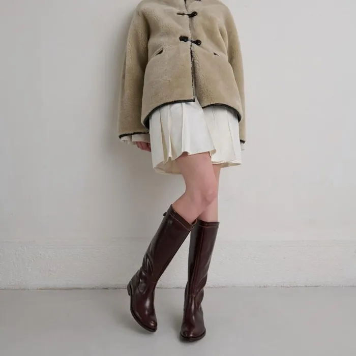 Women Boots With Back Zips Brown JONAK Boots Thighhigh Boots