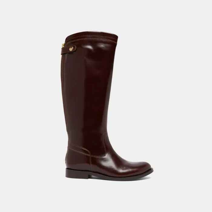Women Boots With Back Zips Brown JONAK Boots Thighhigh Boots