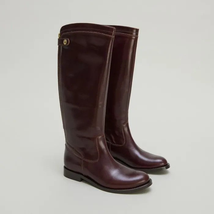 Women Boots With Back Zips Brown JONAK Boots Thighhigh Boots