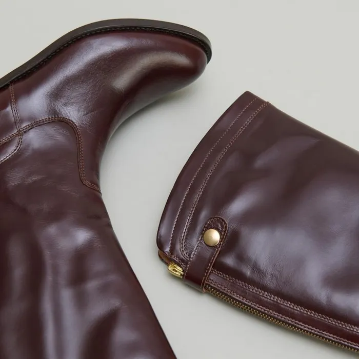 Women Boots With Back Zips Brown JONAK Boots Thighhigh Boots