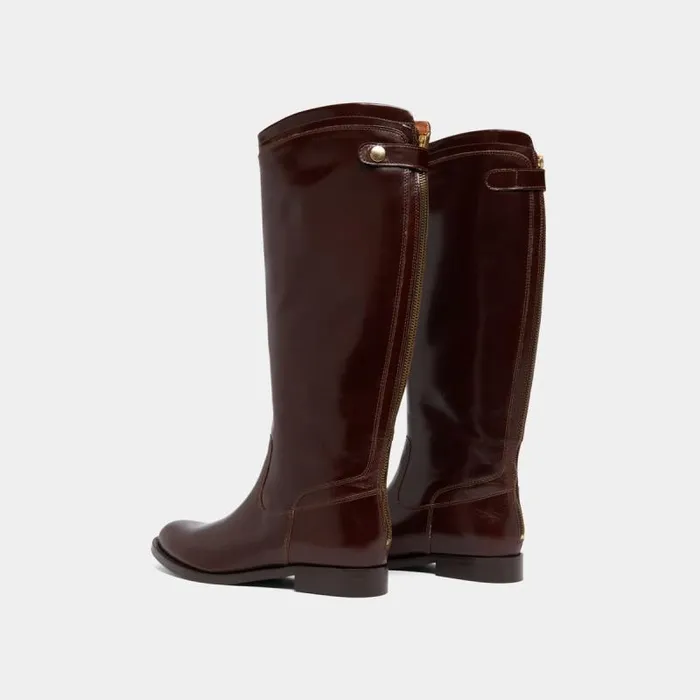 Women Boots With Back Zips Brown JONAK Boots Thighhigh Boots