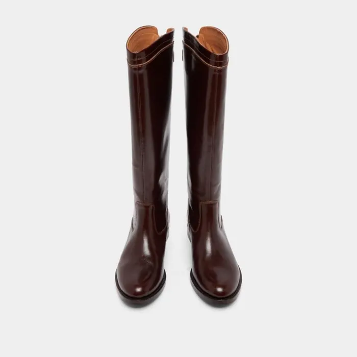 Women Boots With Back Zips Brown JONAK Boots Thighhigh Boots