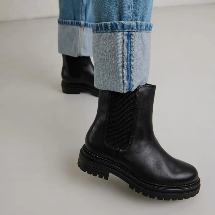 Women Boots With Notched Soles And Elastic Black JONAK Ankle Boots Lowboots