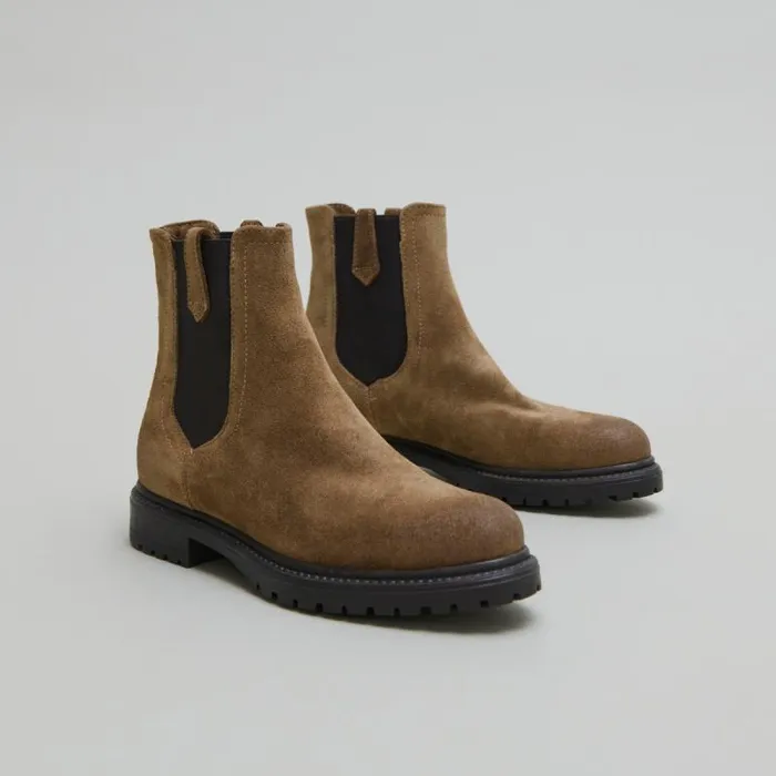Women Boots With Notched Soles And Elastic Taupe JONAK Ankle Boots Lowboots
