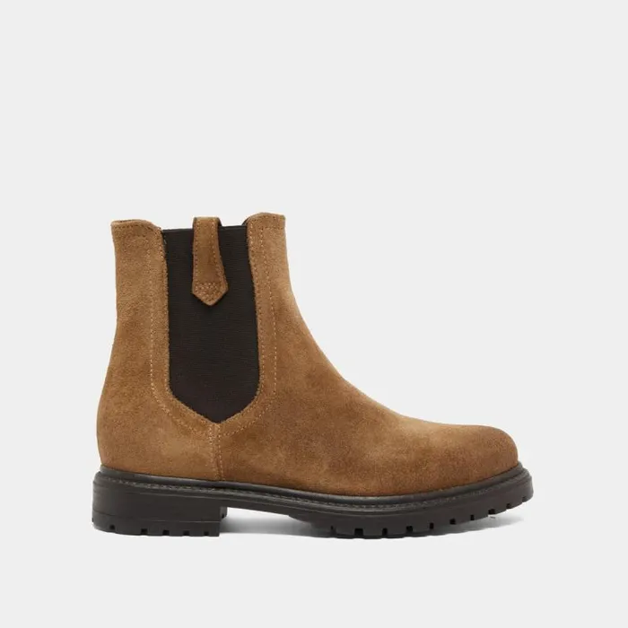 Women Boots With Notched Soles And Elastic Taupe JONAK Ankle Boots Lowboots