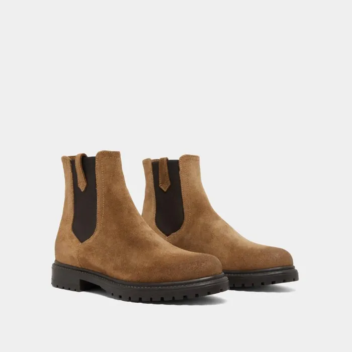 Women Boots With Notched Soles And Elastic Taupe JONAK Ankle Boots Lowboots