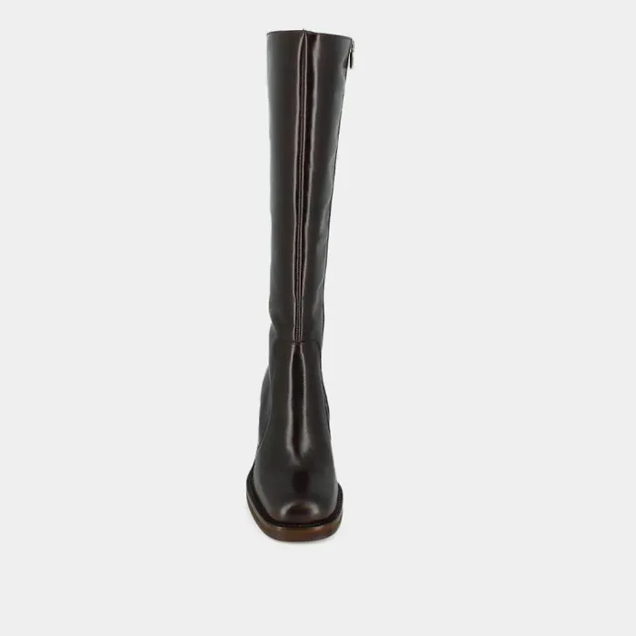Women Boots With Overflowing Heels Dark Brown JONAK Boots Thighhigh Boots