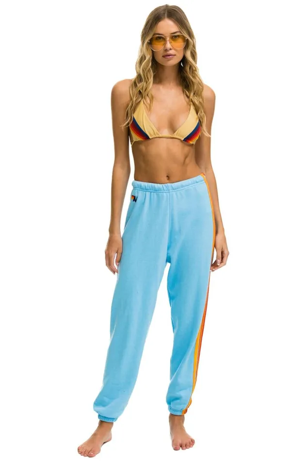 Women Bottoms Aviator Nation 5 STRIPE SWEATPANTS 8211 SKY 2 Women Bottoms Aviator Nation 5 STRIPE SWEATPANTS 8211 SKY 2