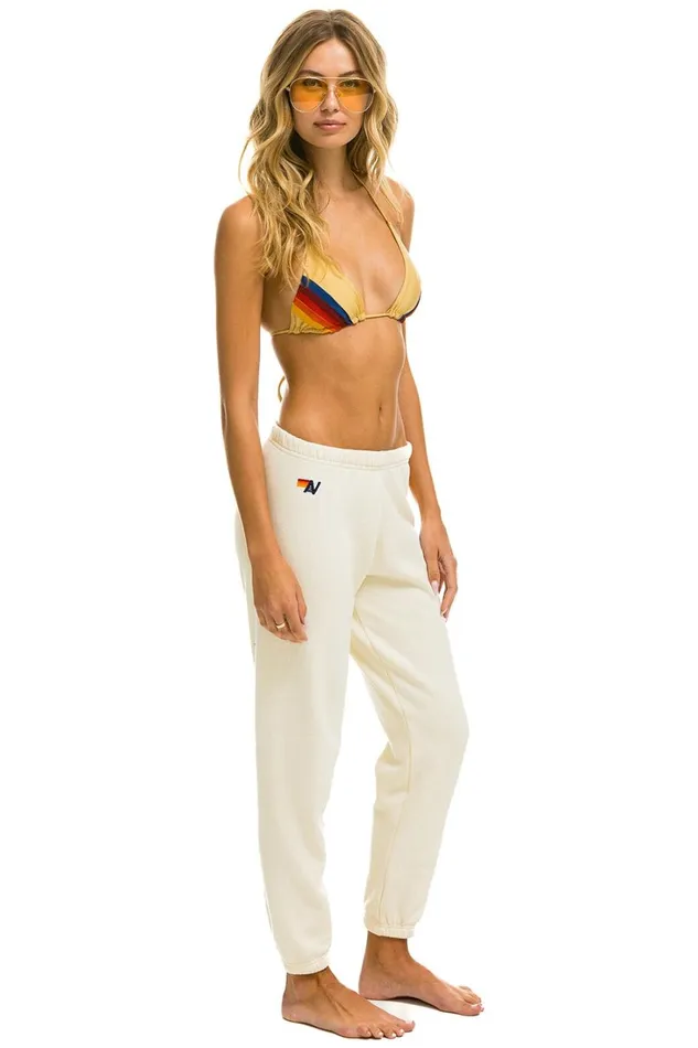 Women Bottoms Aviator Nation 5 STRIPE SWEATPANTS 8211 VINTAGE WHITE GREY Women Bottoms Aviator Nation 5 STRIPE SWEATPANTS 8211 VINTAGE WHITE GREY