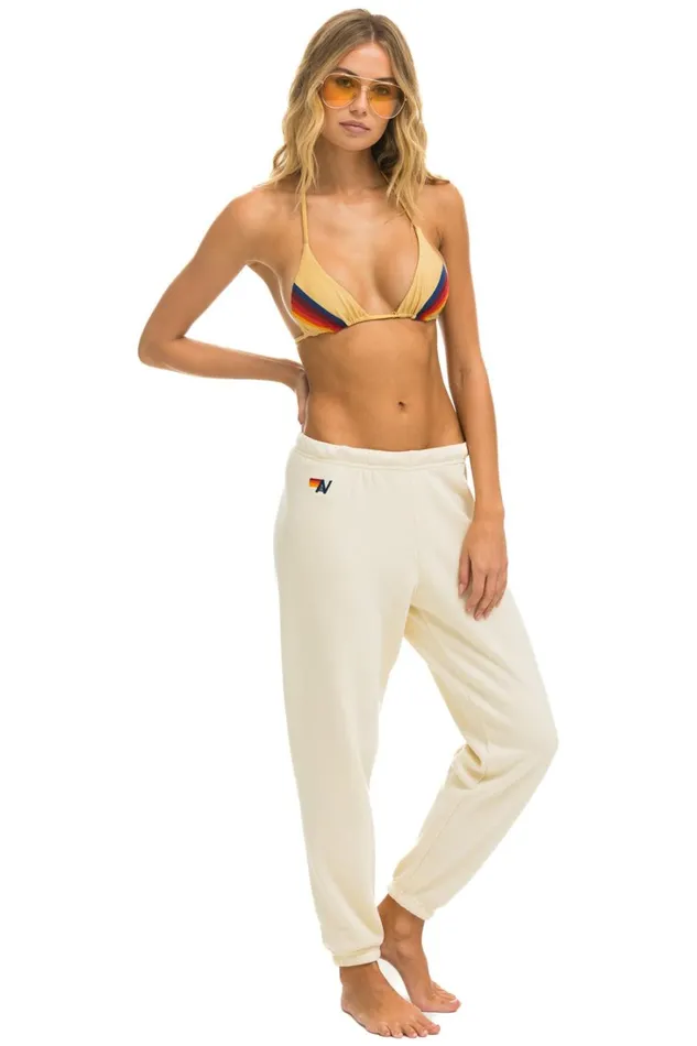 Women Bottoms Aviator Nation 5 STRIPE SWEATPANTS 8211 VINTAGE WHITE USA