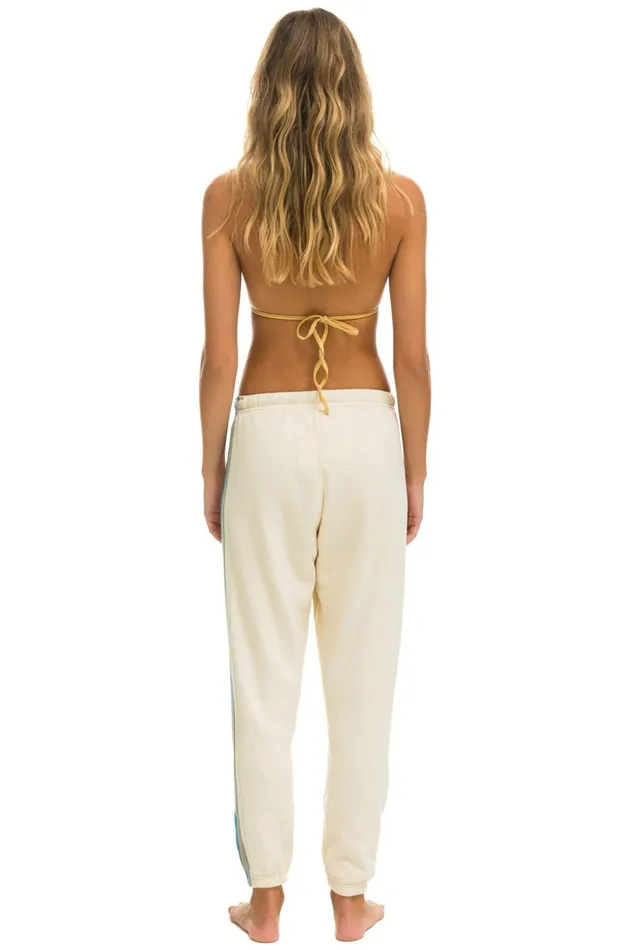 Women Bottoms Aviator Nation 5 STRIPE SWEATPANTS 8211 VINTAGE WHITE USA