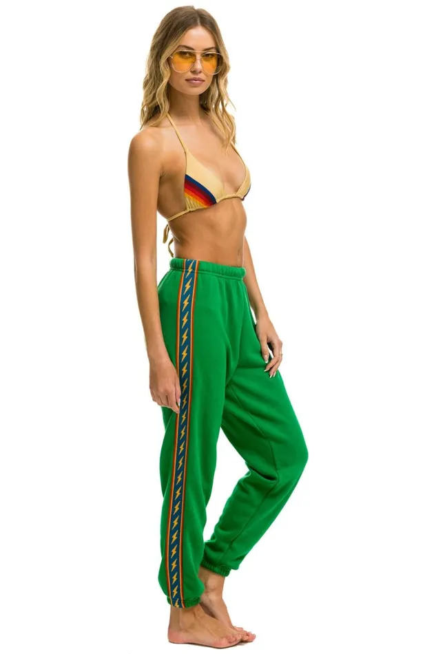 Women Bottoms Aviator Nation BOLT STRIPE SWEATPANTS 8211 KELLY GREEN Women Bottoms Aviator Nation BOLT STRIPE SWEATPANTS 8211 KELLY GREEN
