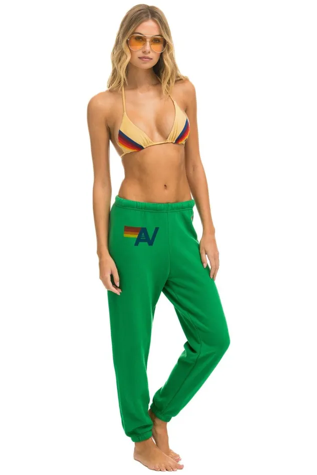 Women Bottoms Aviator Nation LOGO SWEATPANTS 8211 KELLY GREEN