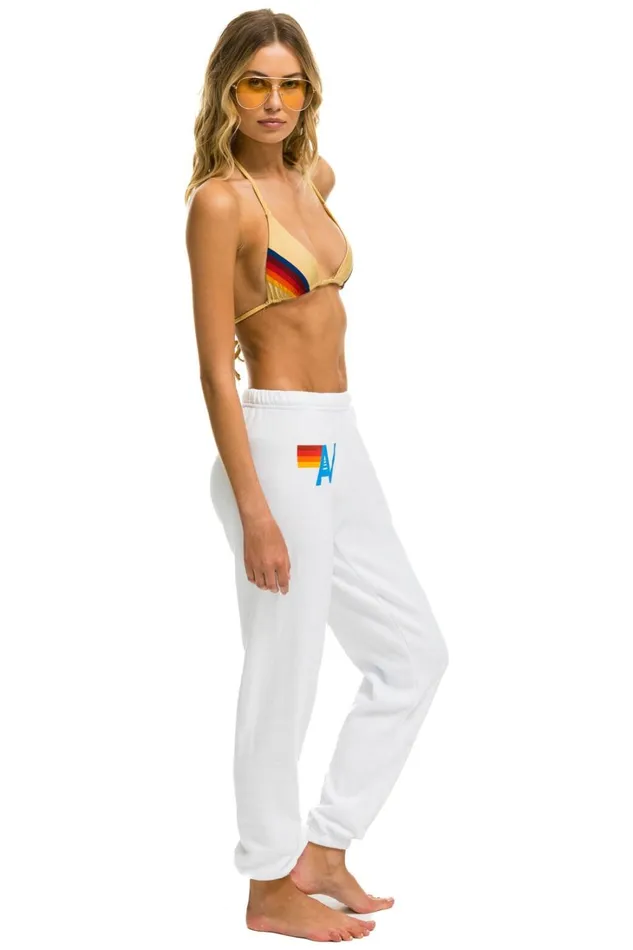 Women Bottoms Aviator Nation LOGO SWEATPANTS 8211 WHITE Women Bottoms Aviator Nation LOGO SWEATPANTS 8211 WHITE
