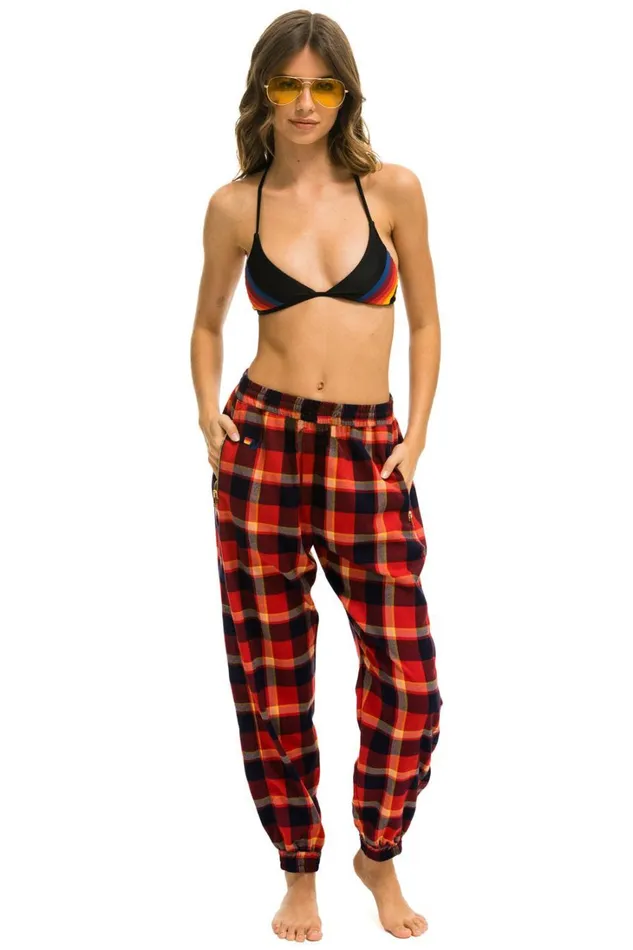 Women Bottoms Aviator Nation PLAID LODGE PANT 8211 RUGBY PLAID
